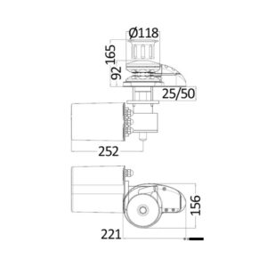 Treuil vertical inox CL-P 1000W 12V-C 8mm bas avec cloche