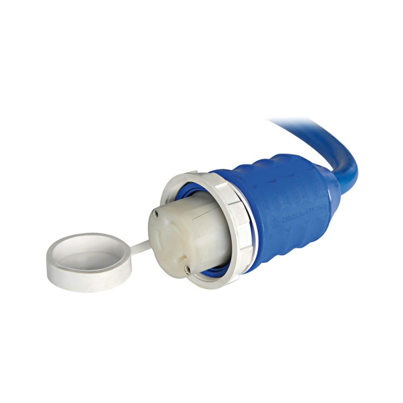 Câble fiche+capuchon pré-monté bleu 10 m 50 A
