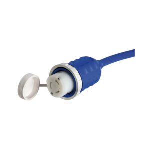 Câble fiche+capuchon pré-monté bleu 15 m 50 A