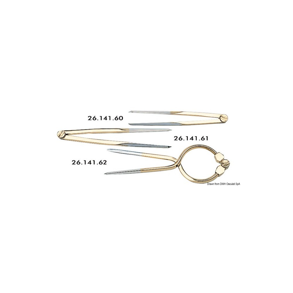 Compas diviseur en laiton poli miroir 177 mm