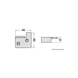 Plaque inox 40x38x13mm