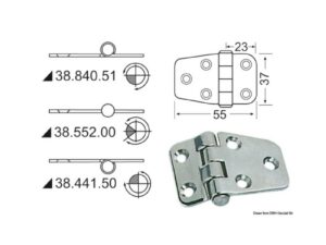 Charnière moitié encastré 55x37 mm