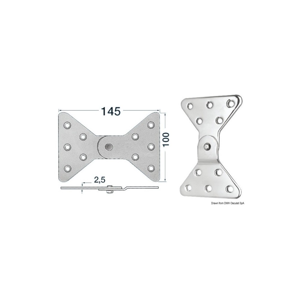 Charnière inox lat. 145x100