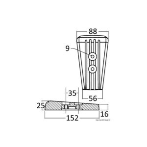 Plaquette zinc avec trou passant 104x28 mm