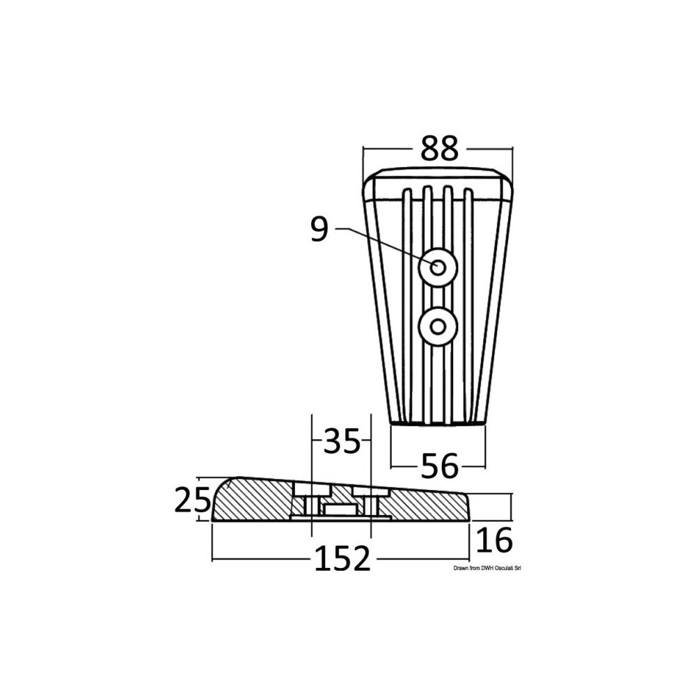 Plaquette zinc avec trou passant 104x28 mm