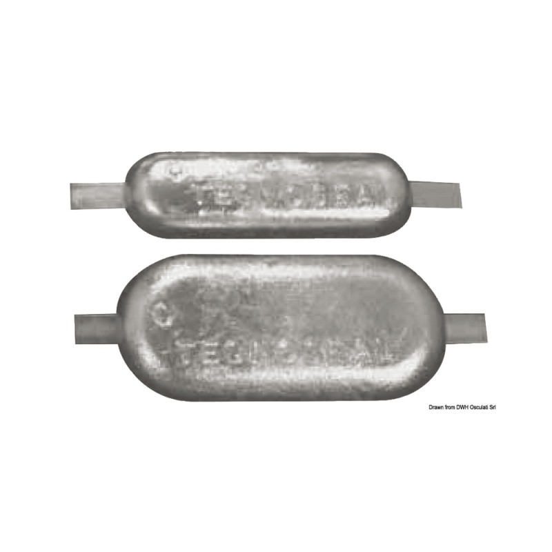 Anode ovale avec encoche 215x90x30 mm