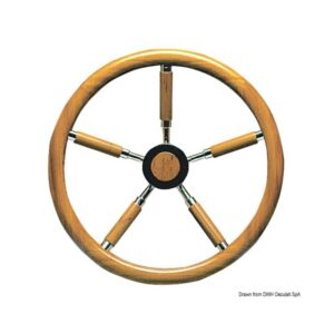 Barre à roue inox avec couronne en teck 400 mm