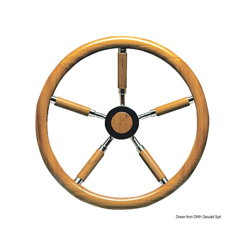 Barre à roue inox avec couronne en teck 400 mm