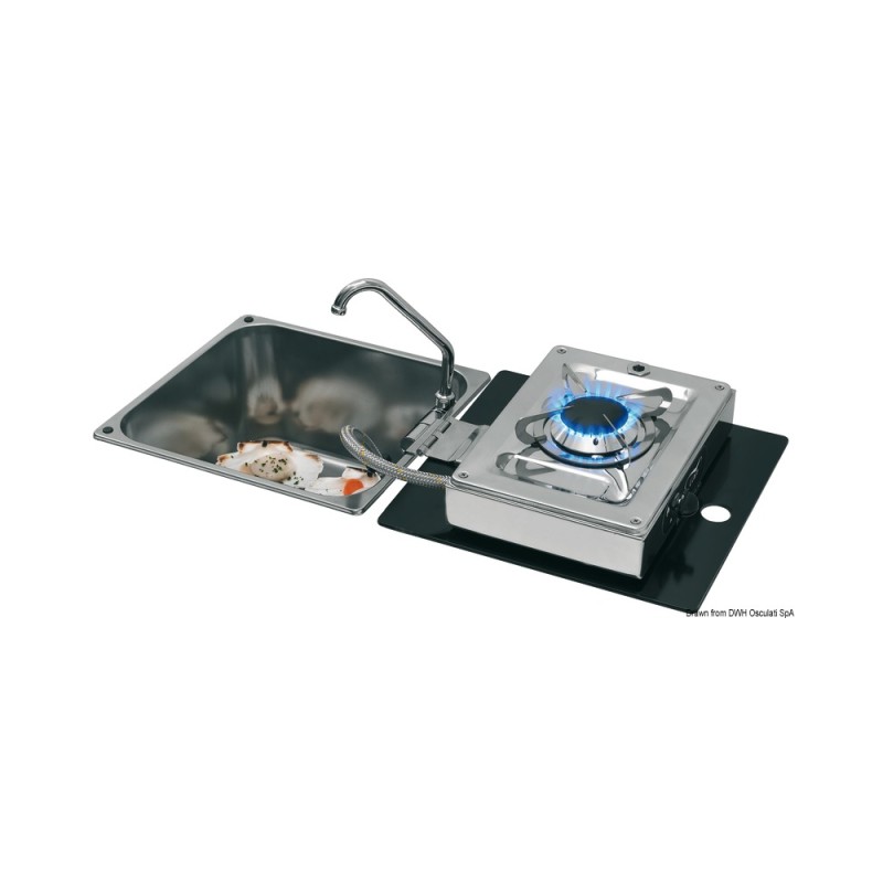 Plan cuisson rabattable à charnier 1 feu rectang.