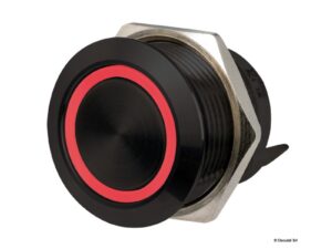 Interrupteur FLAT inox (ON momentané)-OFF 12/24V LED rouge