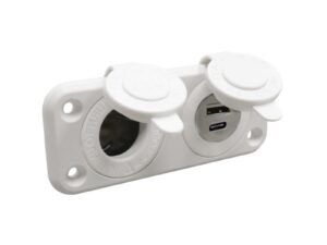 Prise allume-cigares + double USB blanche