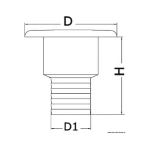 Bouchon nable en laiton chromé droit WATER 38 mm