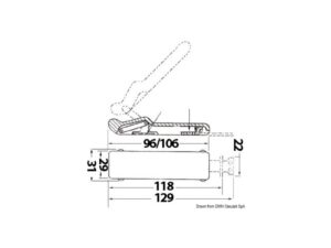 Fermeture anti-vibration caoutchouc 96x29 mm