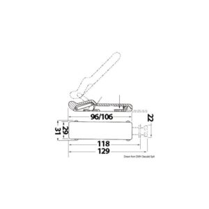 Fermeture anti-vibration caoutchouc 96x29 mm