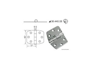Charnière 2 mm nœud saillant 74x60 mm