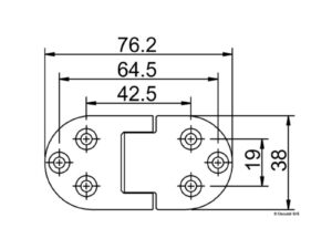 Charnière autobloquante AISI316 76x38 mm