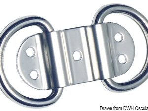 Anneau double + plaque 76x32 marine inox