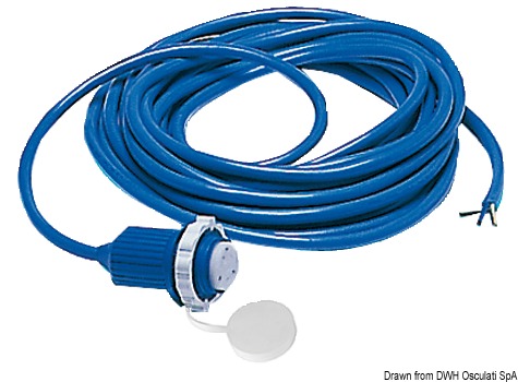 Fiche + câble 15 m bleu 30 A