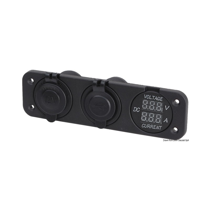 Voltmètre et ampèremètre numérique, prise 12V, USB – Image 2