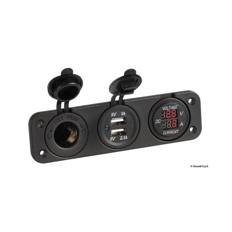 Voltmètre et ampèremètre numérique, prise 12V, USB – Image 3