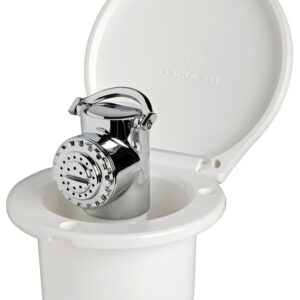 Coffret douche Elegant blanche tuyau PVC 4 m Montage à paroi