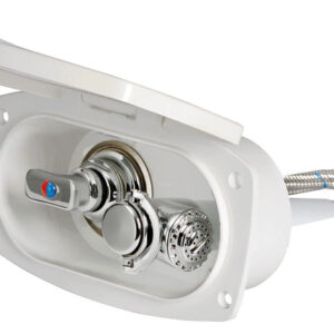 Coffret douche New Edge blanc tuyau PVC 2,50 m Sortie douche arrière