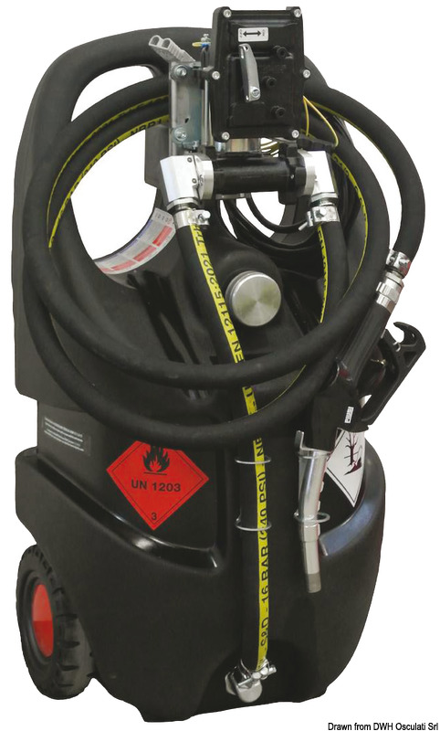 Conteneur p.essence avec roues homologué ADR 55 l