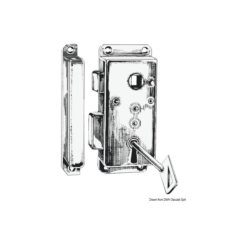 Serrure laiton chromé droite externe 110x45 mm – Image 2