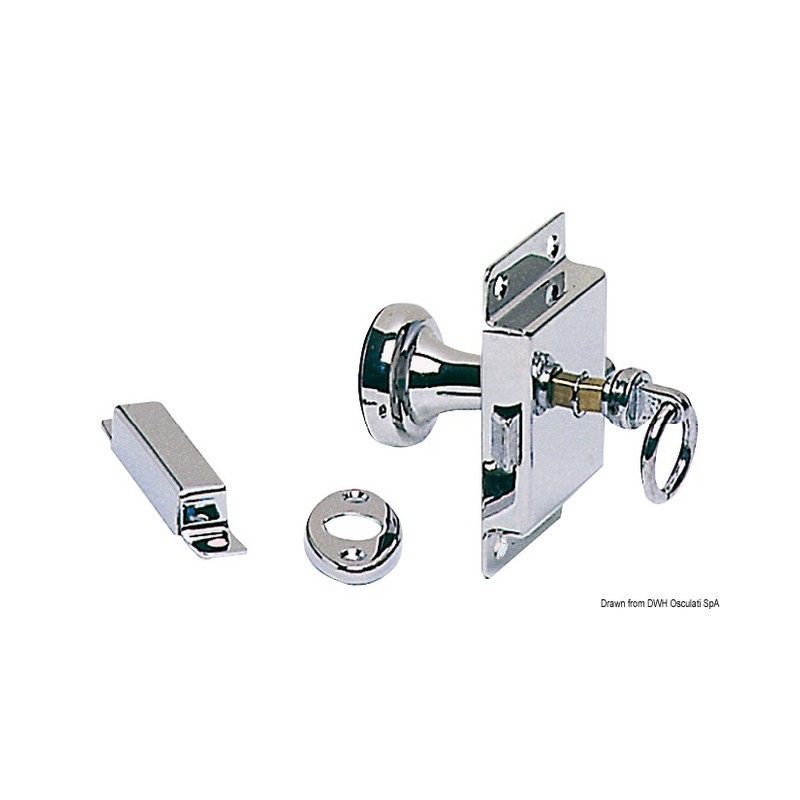 Serrure WC laiton chromé 95x57 mm – Image 2