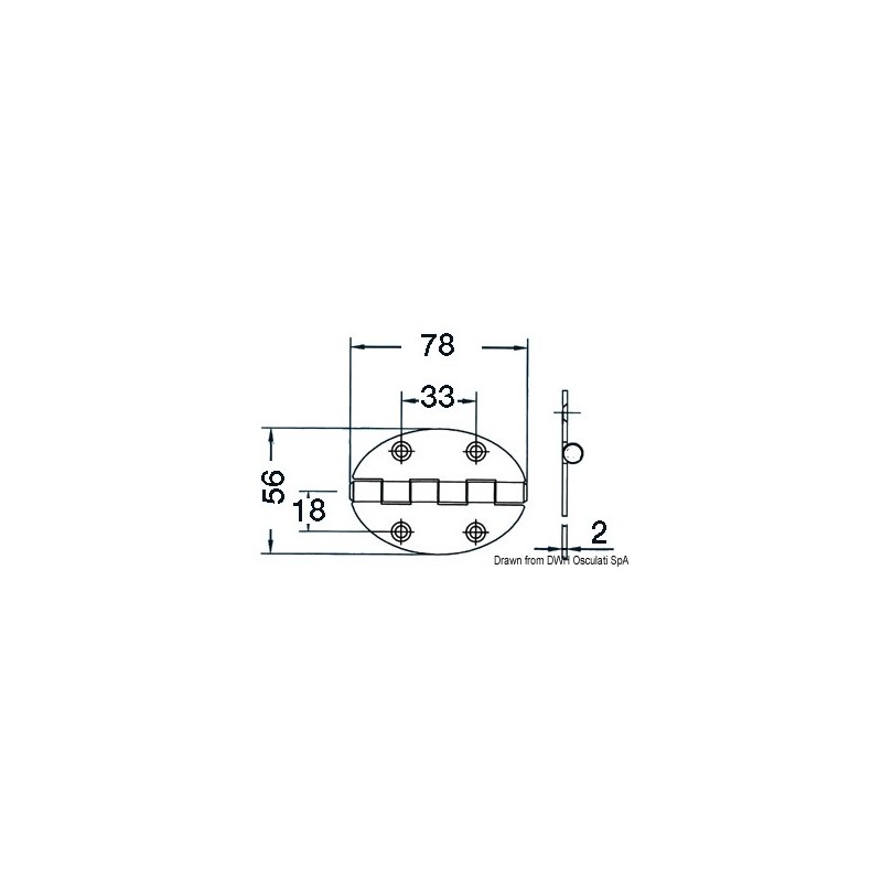 Charnière ovale 78x56 mm avec goujons 2 mm – Image 2