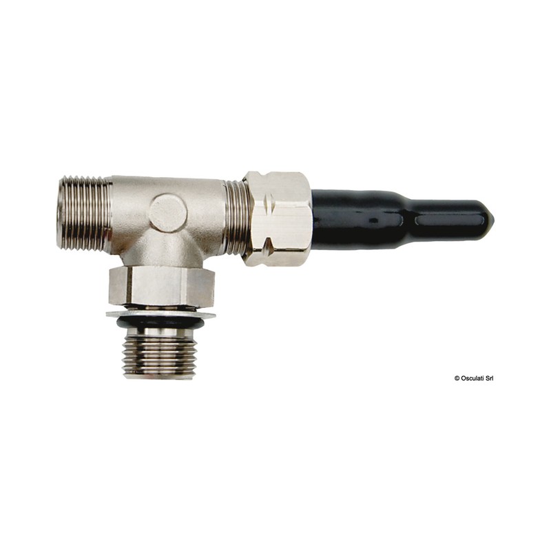 Raccord cylindrique en T pour purge orientable 3/8" en laiton nickelé – Image 2