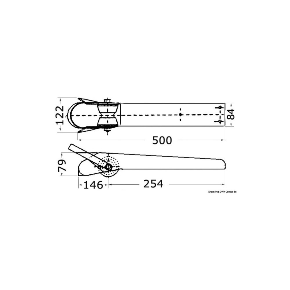 Davier de proue en inox satiné 500 mm – Image 2