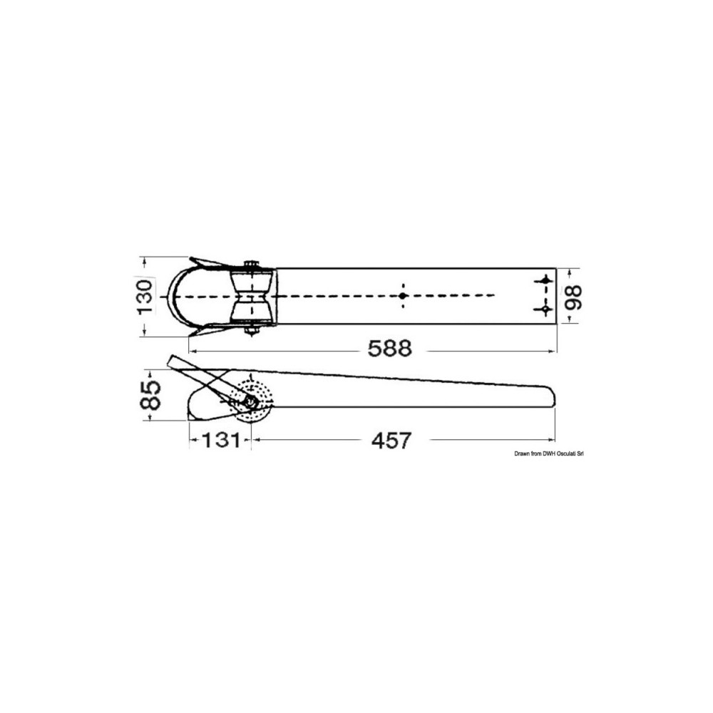 Davier de proue en inox satiné 588 mm – Image 2