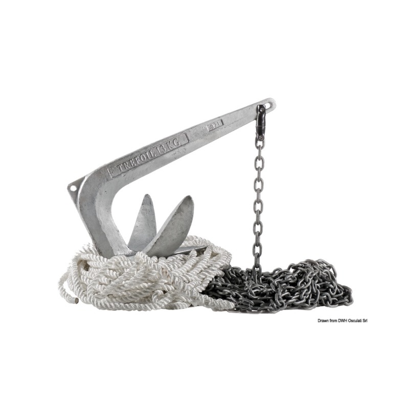 Kit de mouillage ancre Trefoil 10 kg