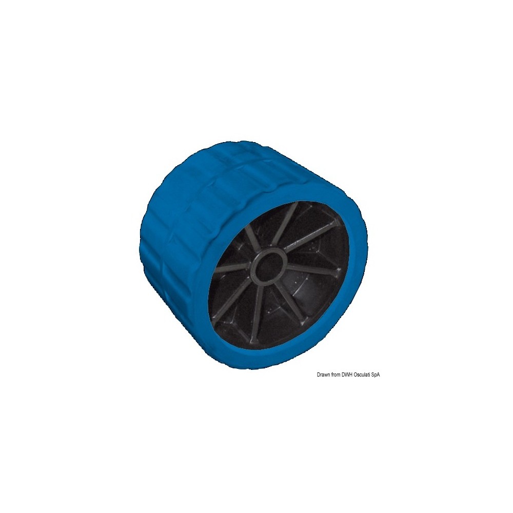 Roue latérale bleu 75 mm Ø trou 15 mm