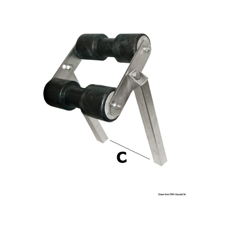 Roue basculant central section tube 30 x 30 mm