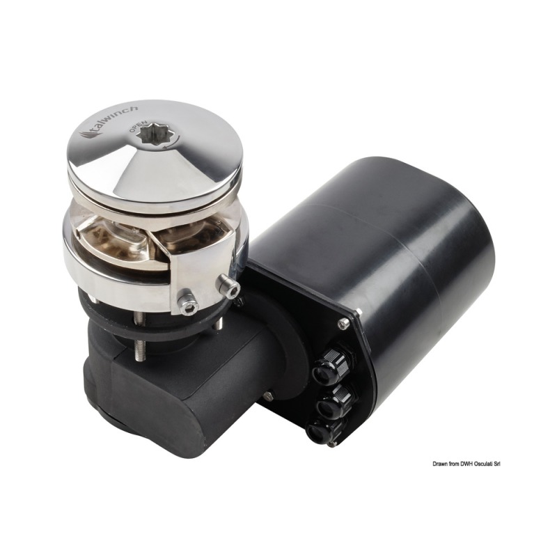 Treuil vertical inox CL-P 1000W 12V-C 8mm bas sans cloche