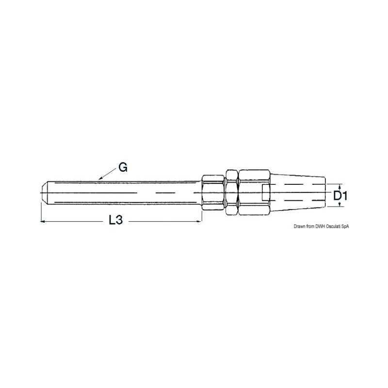 Terminal inox pour ridoirs Ø 3 mm