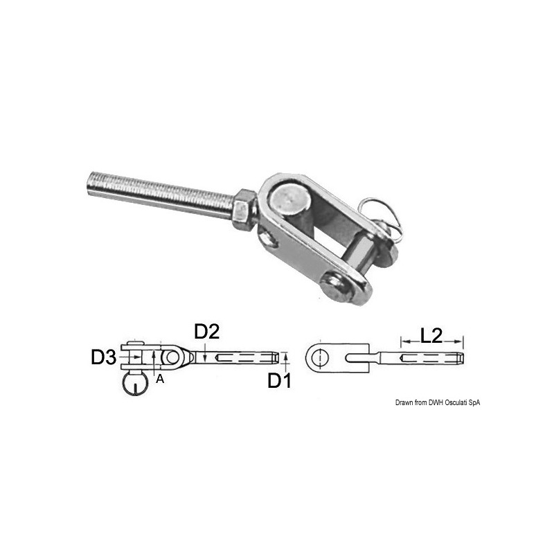 Terminal AISI 316 fourche articulée Ø 3 mm