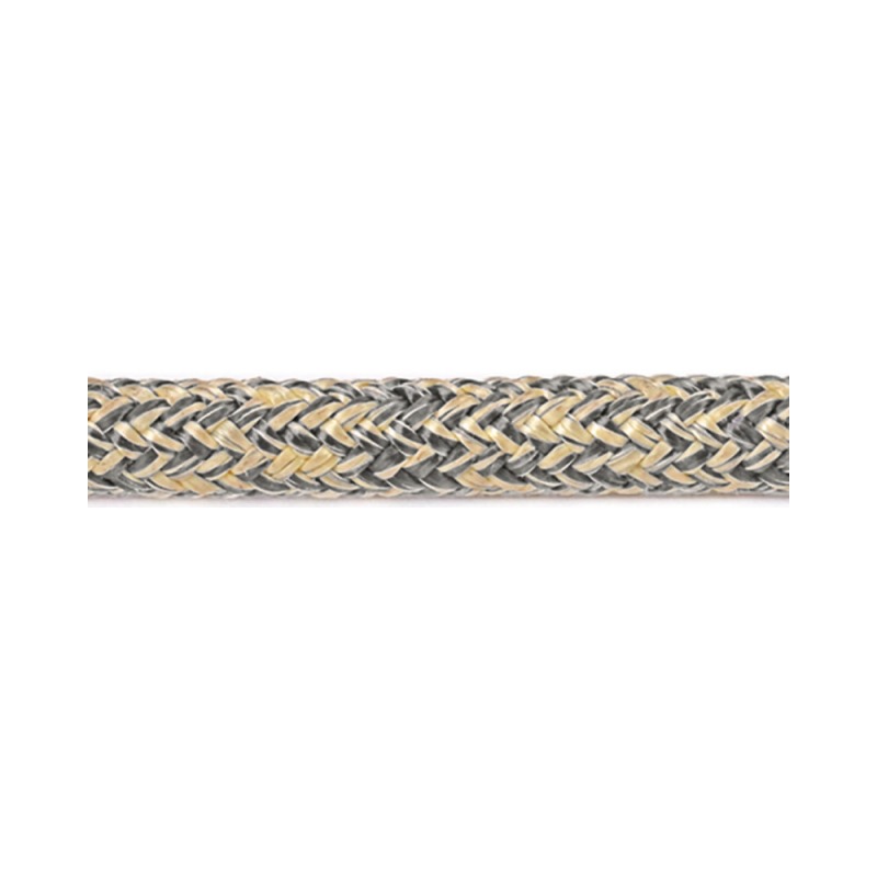 Double tresse Kevlar et polyester jaune-gris 6 mm