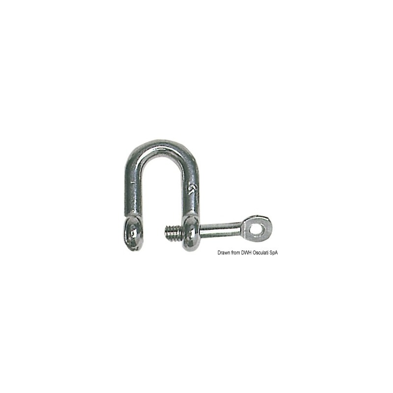 Manille en U à axe imperdable AISI 316 4 mm
