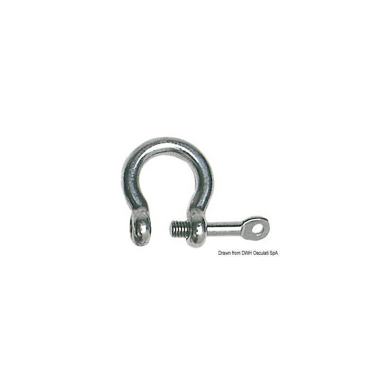 Manille mod. lyre à axe imperdable AISI 316 4 mm