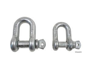 Manille zinguée haute résistance axe 11 mm marine inox