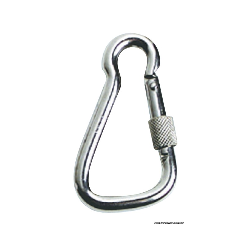 Mousqueton AISI 316 grand, frette de securité 23mm