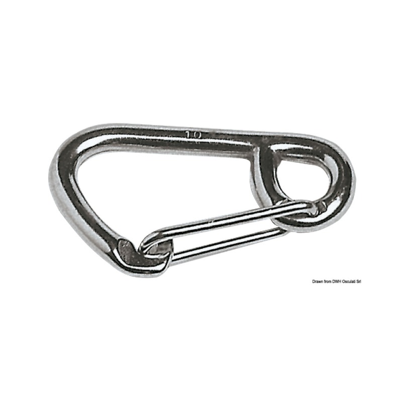 Mousqueton AISI 316 grand passage 80 mm