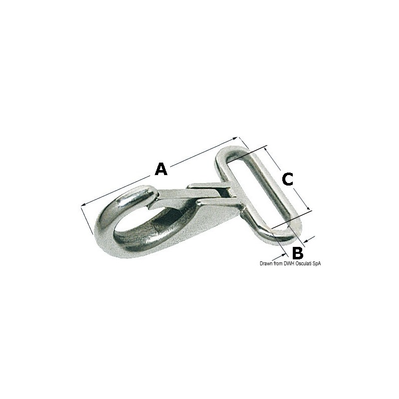 Mousqueton AISI 316 pour sangle 48x25 mm