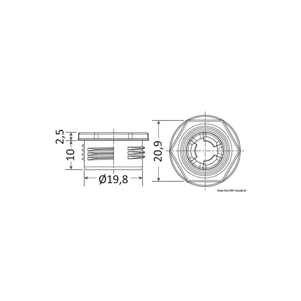Clip standard avec trou 20 mm Delahousse Quick-Fit – Image 2