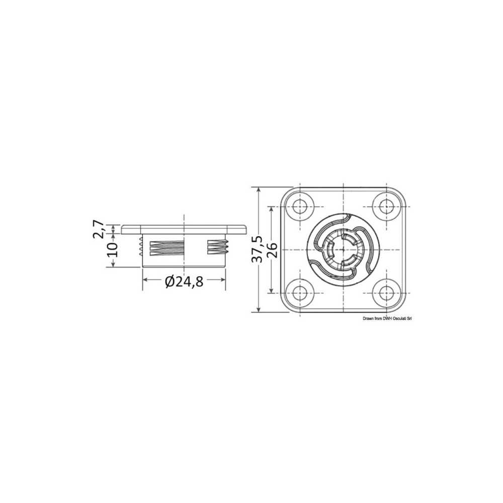 Clip auto-alignant carré trou 25 mm Delahousse Quick-Fit – Image 2