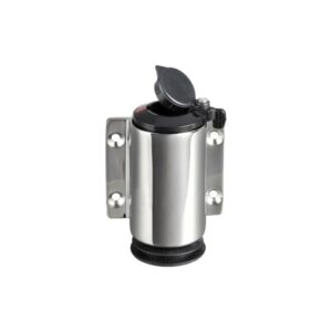 Base inox à paroi 2 contacts noir