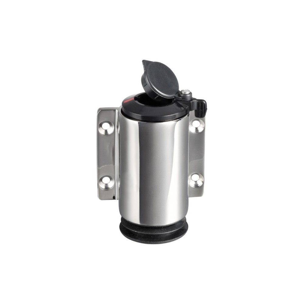 Base inox à paroi 3 contacts noir